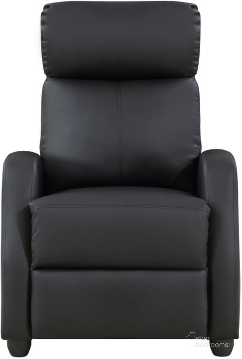 The appearance of Greenfield Push Back Reclining Chair In Black designed by Homelegance in the modern / contemporary interior design. This black piece of furniture  was selected by 1StopBedrooms from Greenfield Collection to add a touch of cosiness and style into your home. Sku: 9420BK-1. Material: Faux Leather. Product Type: Reclining Chair. Image1