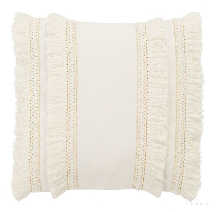 The appearance of Grema Pillow in White PLS7142A-1616 designed by Safavieh in the coastal interior design. This white piece of furniture  was selected by 1StopBedrooms from Grema Collection to add a touch of cosiness and style into your home. Sku: PLS7142A-1616. Material: Cotton. Product Type: Pillow. Image1