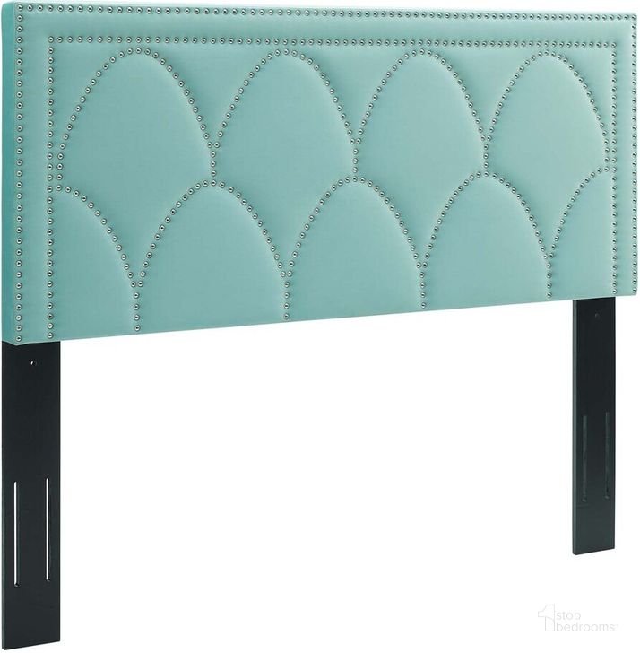 The appearance of Greta Performance Velvet King/California King Headboard In Mint designed by Modway in the  interior design. This mint piece of furniture  was selected by 1StopBedrooms from Greta Collection to add a touch of cosiness and style into your home. Sku: MOD-6322-MIN. Product Type: Headboard. Bed Size: King. Material: MDF. Image1