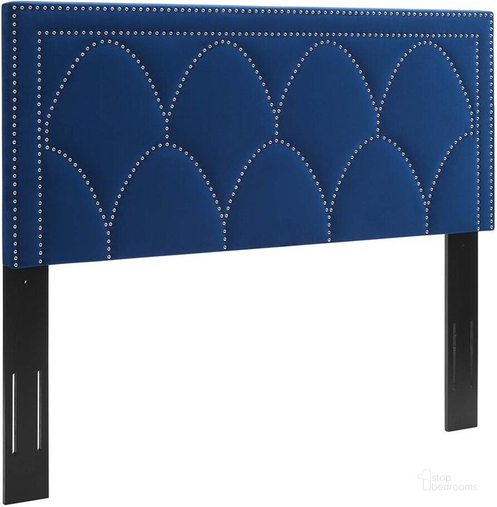 The appearance of Greta Performance Velvet King/California King Headboard In Navy designed by Modway in the  interior design. This navy piece of furniture  was selected by 1StopBedrooms from Greta Collection to add a touch of cosiness and style into your home. Sku: MOD-6322-NAV. Product Type: Headboard. Bed Size: King. Material: MDF. Image1