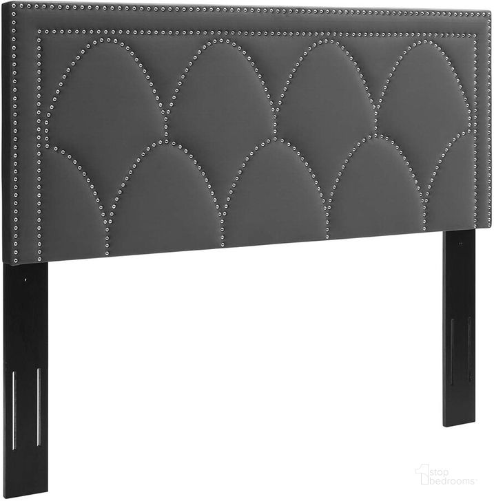 The appearance of Greta Performance Velvet Twin Headboard In Charcoal designed by Modway in the  interior design. This charcoal piece of furniture  was selected by 1StopBedrooms from Greta Collection to add a touch of cosiness and style into your home. Sku: MOD-6320-CHA. Product Type: Headboard. Bed Size: Twin. Material: MDF. Image1