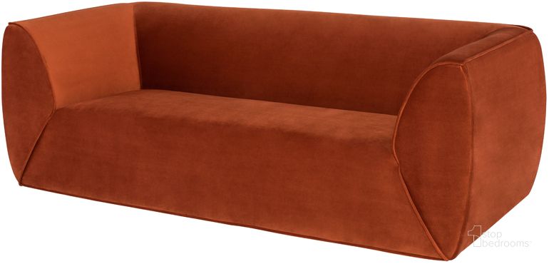 The appearance of Greta Rust Fabric Triple Seat Sofa designed by Nuevo in the modern / contemporary interior design. This rust piece of furniture  was selected by 1StopBedrooms from Greta Collection to add a touch of cosiness and style into your home. Sku: HGSC763. Material: Fabric. Product Type: Sofa. Image1