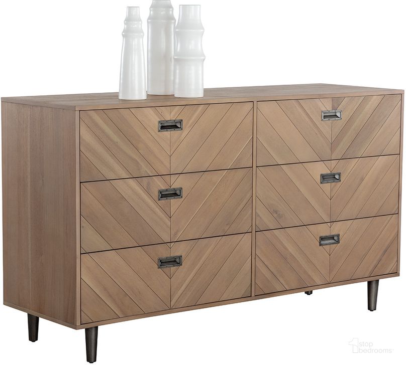 The appearance of Greyson Dresser In Light Acacia designed by Sunpan in the transitional interior design. This acacia piece of furniture  was selected by 1StopBedrooms from Greyson Collection to add a touch of cosiness and style into your home. Sku: 109409. Material: Wood. Product Type: Dresser. Image1
