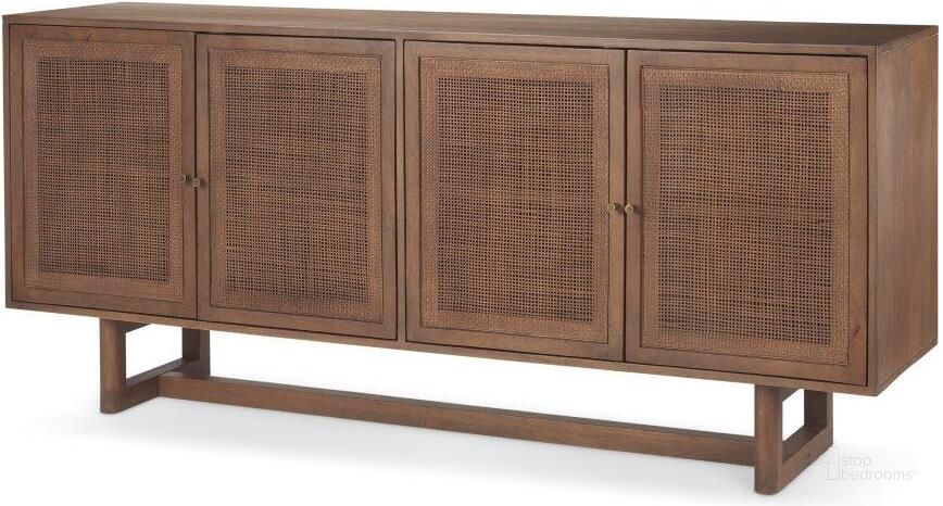 The appearance of Grier Medium Brown Solid Wood With Cane Sideboard designed by Mercana in the modern / contemporary interior design. This medium brown piece of furniture  was selected by 1StopBedrooms from Grier Collection to add a touch of cosiness and style into your home. Sku: 69894. Material: Wood. Product Type: Sideboard. Image1