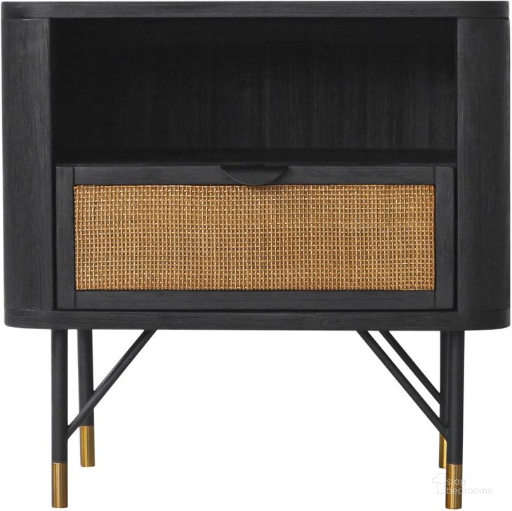 The appearance of Gros Nez Black Nightstand designed by Windsor Home in the transitional interior design. This black piece of furniture  was selected by 1StopBedrooms from Gros Nez Collection to add a touch of cosiness and style into your home. Sku: LCSRLABL. Material: Wood. Product Type: Nightstand. Image1