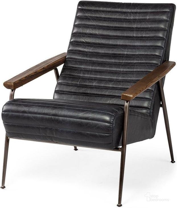 The appearance of Grosjean Black Leather Wrap Metal Frame Accent Chair designed by Mercana in the modern / contemporary interior design. This black piece of furniture  was selected by 1StopBedrooms from Grosjean Collection to add a touch of cosiness and style into your home. Sku: 69132. Material: Metal. Product Type: Accent Chair. Image1