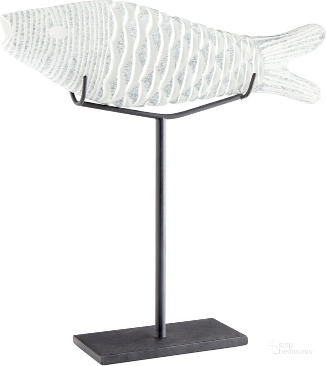 The appearance of Grouper Clear And Frosted Medium Sculpture designed by Cyan Design in the modern / contemporary interior design. This white piece of furniture  was selected by 1StopBedrooms from Grouper Collection to add a touch of cosiness and style into your home. Sku: 10035. Product Type: Sculpture. Material: Iron.
