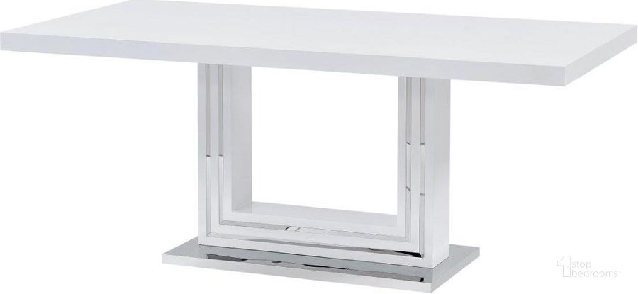 The appearance of Gudmund 71 Inch Rectangular Wood Dining Table In White designed by Best Master Furniture in the modern / contemporary interior design. This white piece of furniture  was selected by 1StopBedrooms from Gudmund Collection to add a touch of cosiness and style into your home. Sku: BA206WT. Table Base Style: Trestle. Material: Wood. Product Type: Dining Table. Table Top Shape: Rectangular. Size: 71". Image1