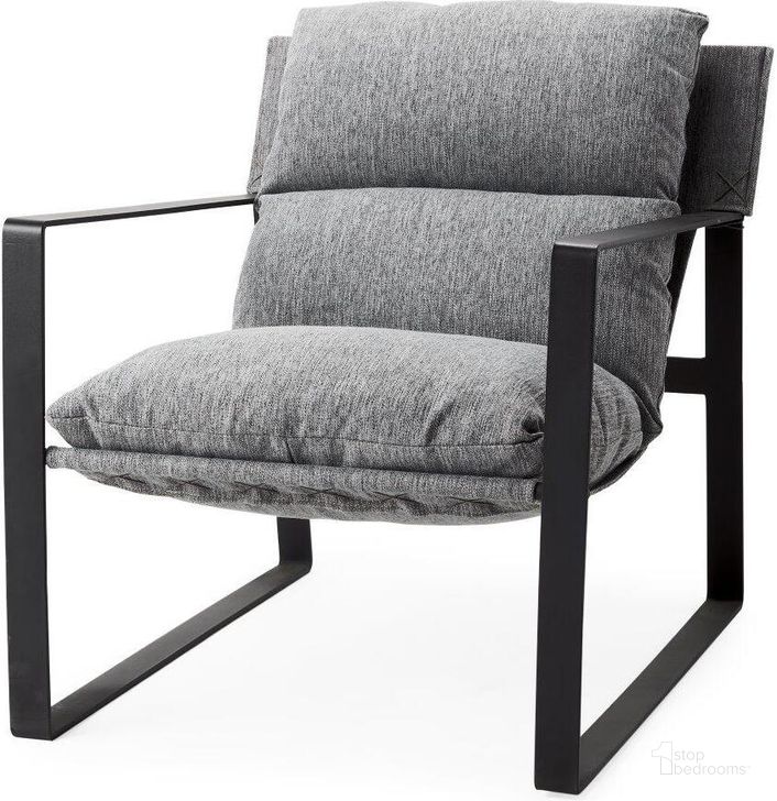 The appearance of Guilia Castlerock Gray With Metal Frame Sling Accent Chair designed by Mercana in the modern / contemporary interior design. This black and gray piece of furniture  was selected by 1StopBedrooms from Guilia Collection to add a touch of cosiness and style into your home. Sku: 69002. Material: Metal. Product Type: Accent Chair. Image1