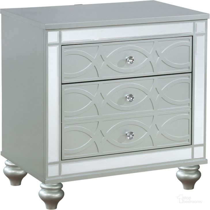 The appearance of Gunnison Gunnison Nightstand designed by Coaster in the transitional interior design. This silver piece of furniture  was selected by 1StopBedrooms from Gunnison Collection to add a touch of cosiness and style into your home. Sku: 223212. Product Type: Nightstand. Material: MDF. Image1