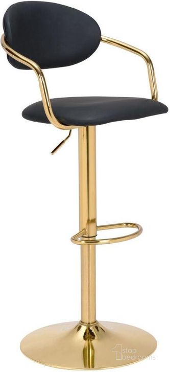 The appearance of Gusto Bar Chair Black and Gold designed by Zuo Modern in the modern / contemporary interior design. This black and gold piece of furniture  was selected by 1StopBedrooms from Gusto Collection to add a touch of cosiness and style into your home. Sku: 109037. Product Type: Bar Chair. Material: Plywood. Image1