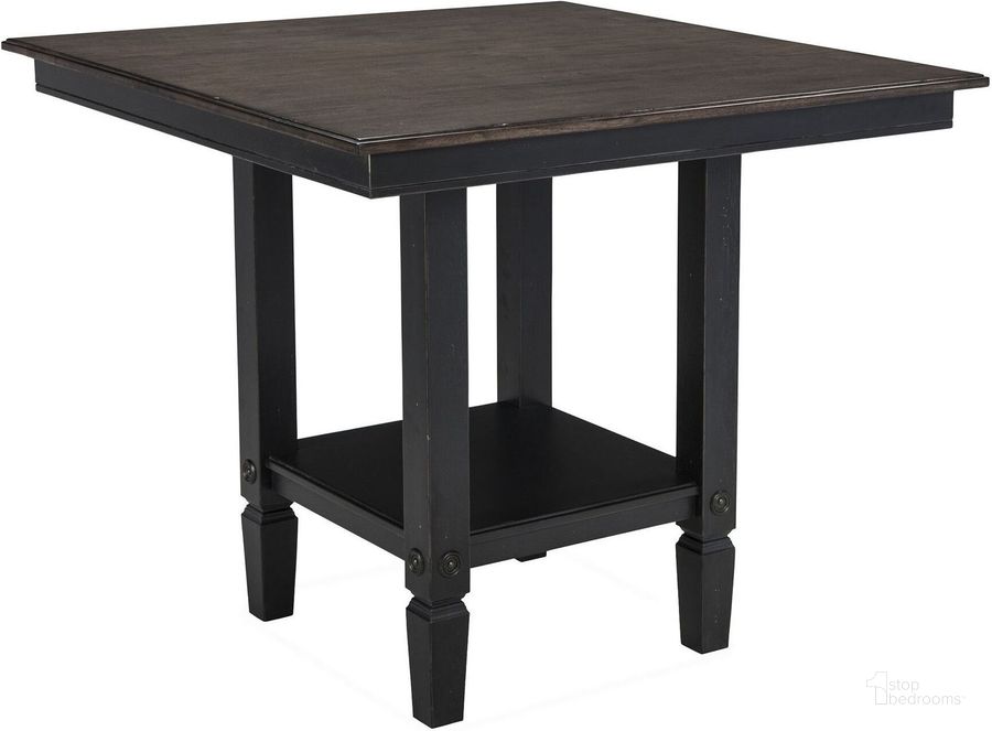 The appearance of Glennwood Rubbed Black and Charcol Square Gathering Dining Table designed by Intercon in the transitional interior design. This black piece of furniture  was selected by 1StopBedrooms from Glennwood Collection to add a touch of cosiness and style into your home. Sku: GW-TA-4242G-RBC-C. Table Base Style: Pedestal. Table Top Shape: Square. Product Type: Dining Table. Image1