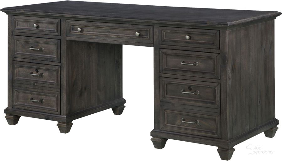 The appearance of Sutton Place Weathered Charcoal Executive Desk designed by Magnussen in the traditional interior design. This gray piece of furniture  was selected by 1StopBedrooms from Sutton Collection to add a touch of cosiness and style into your home. Sku: H3612-02. Material: Wood. Product Type: Executive Desk. Image1