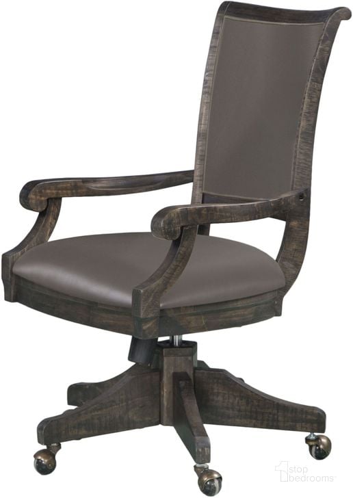 The appearance of Sutton Place Weathered Charcoal Taupe Swivel Chair designed by Magnussen in the traditional interior design. This gray piece of furniture  was selected by 1StopBedrooms from Sutton Collection to add a touch of cosiness and style into your home. Sku: H3612-82. Product Type: Office Chair. Material: Vinyl. Image1