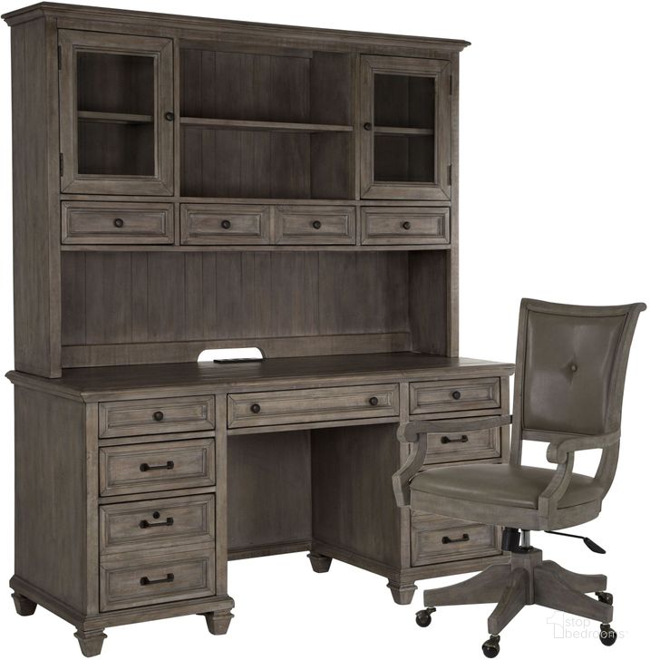 The appearance of Lancaster Dove Tail Grey Home Office Set designed by Magnussen in the rustic / southwestern interior design. This brown piece of furniture  was selected by 1StopBedrooms from Lancaster Collection to add a touch of cosiness and style into your home. Sku: H4352-30;H4352-82. Material: Wood. Product Type: Home Office Set. Image1