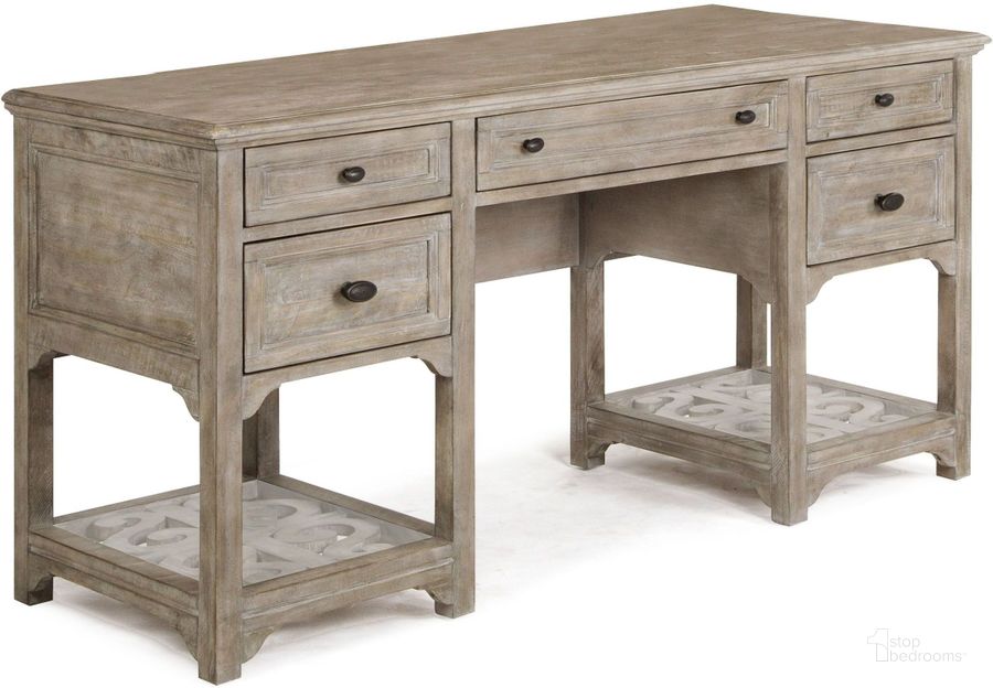 The appearance of Tinley Park Dove Tail Grey Desk designed by Magnussen in the rustic / southwestern interior design. This gray piece of furniture  was selected by 1StopBedrooms from Tinley Park Collection to add a touch of cosiness and style into your home. Sku: H4646-05B. Material: Wood. Product Type: Writing Desk. Image1