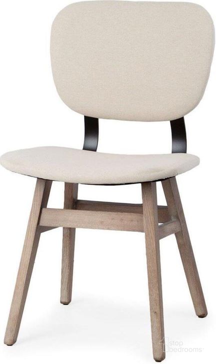 The appearance of Haden I Cream Fabric Wrap Brown Solid Wood Base Dining Chair Set of 2 designed by Mercana in the modern / contemporary interior design. This brown and cream piece of furniture  was selected by 1StopBedrooms from Haden Collection to add a touch of cosiness and style into your home. Sku: 67590. Material: Wood. Product Type: Dining Chair. Image1
