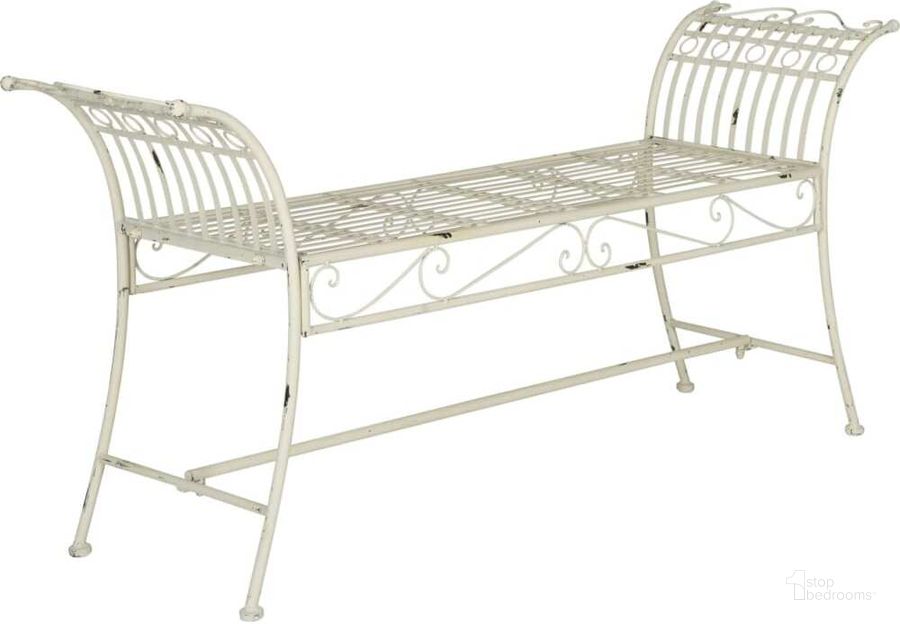 The appearance of Hadley Antique White Bench designed by Safavieh in the modern / contemporary interior design. This antique white piece of furniture  was selected by 1StopBedrooms from Hadley Collection to add a touch of cosiness and style into your home. Sku: PAT5002A. Product Type: Bench. Material: Iron. Image1