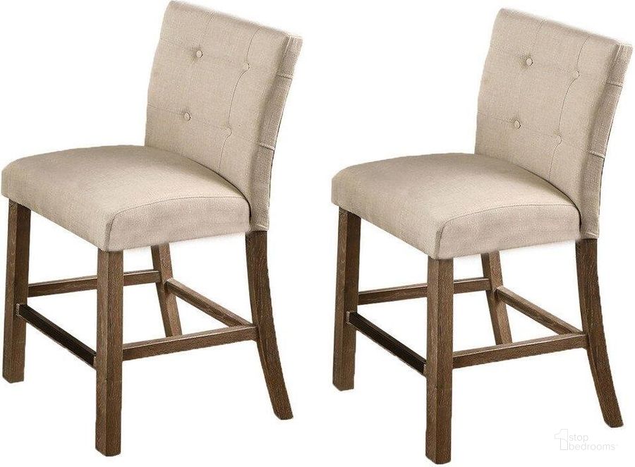 The appearance of Hadley Solid Wood Counter Height Chair Set of 2 In Light Gray And Beige designed by Best Master Furniture in the transitional interior design. This light gray piece of furniture  was selected by 1StopBedrooms from Hadley Collection to add a touch of cosiness and style into your home. Sku: H700LGS. Material: Wood. Product Type: Counter Height Chair. Image1