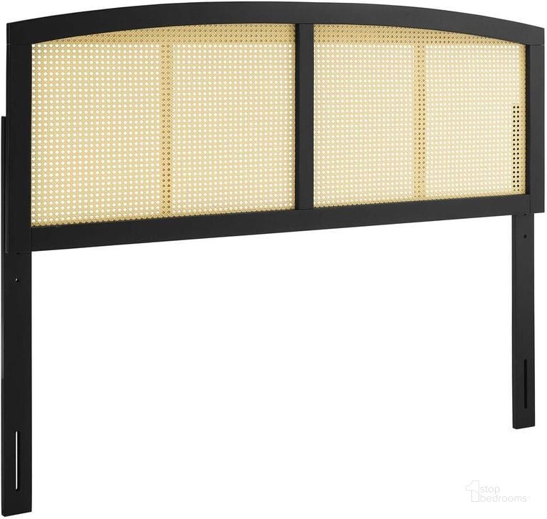 The appearance of Halcyon Cane Queen Headboard In Black designed by Modway in the  interior design. This black piece of furniture  was selected by 1StopBedrooms from Halcyon Collection to add a touch of cosiness and style into your home. Sku: MOD-6204-BLK. Product Type: Headboard. Bed Size: Queen. Material: Rubberwood. Image1