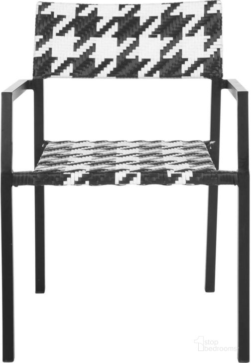 The appearance of Halden Black and White Arm Chair designed by Safavieh in the modern / contemporary interior design. This white and black piece of furniture  was selected by 1StopBedrooms from Safavieh PAT Collection to add a touch of cosiness and style into your home. Sku: PAT4001A-SET2. Product Type: Arm Chair. Material: Aluminium. Image1