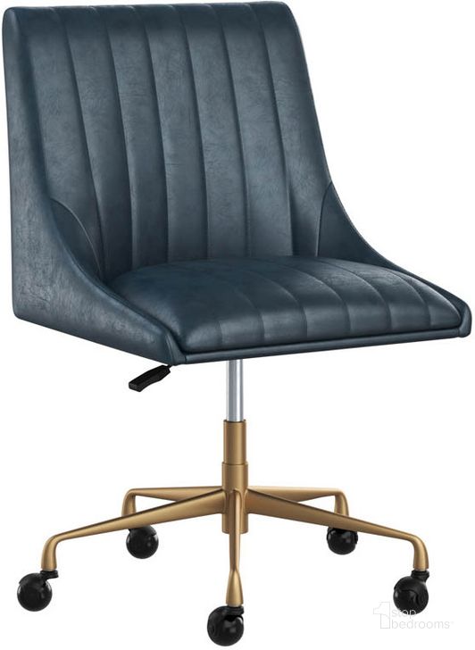 The appearance of Halden Office Chair In Vintage Blue designed by Sunpan in the modern / contemporary interior design. This blue piece of furniture  was selected by 1StopBedrooms from Halden Collection to add a touch of cosiness and style into your home. Sku: 108154. Material: Faux Leather. Product Type: Office Chair. Image1