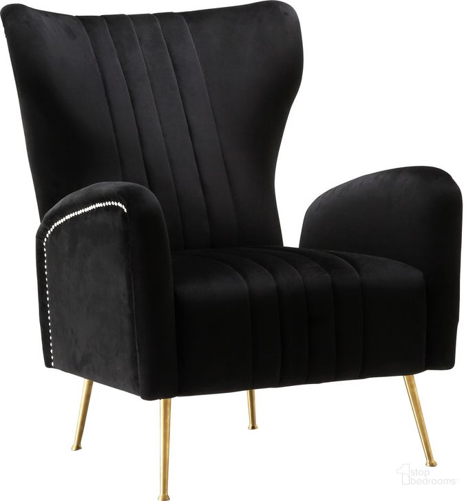The appearance of Halencia Black Velvet Chair designed by Furnique in the modern / contemporary interior design. This black velvet piece of furniture  was selected by 1StopBedrooms from Halencia Collection to add a touch of cosiness and style into your home. Sku: 532Black. Product Type: Accent Chair. Material: Velvet. Image1