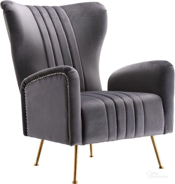 The appearance of Halencia Grey Velvet Chair designed by Furnique in the modern / contemporary interior design. This grey velvet piece of furniture  was selected by 1StopBedrooms from Halencia Collection to add a touch of cosiness and style into your home. Sku: 532Grey. Product Type: Accent Chair. Material: Velvet. Image1