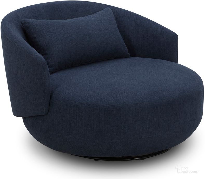 The appearance of Haley Upholstered Swivel Cuddler Chair In Midnight designed by Liberty in the coastal interior design. This midnight piece of furniture  was selected by 1StopBedrooms from Haley Collection to add a touch of cosiness and style into your home. Sku: 708-ACH15-N. Product Type: Chair. Material: Rubberwood. Image1