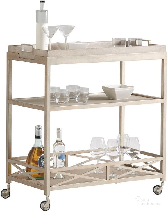 The appearance of Halifax Way White Kitchen Island, Kitchen Cart designed by Luxury Loft in the modern / contemporary interior design. This white piece of furniture  was selected by 1StopBedrooms from Halifax Way Collection to add a touch of cosiness and style into your home. Sku: 01-0926-862. Material: Metal. Product Type: Bar Cart. Image1