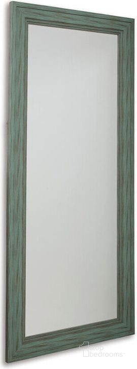 The appearance of Halkirk Antique Teal Floor Mirror Accent Mirror designed by Isaac Tahari in the transitional interior design. This antique teal piece of furniture  was selected by 1StopBedrooms from Halkirk Collection to add a touch of cosiness and style into your home. Sku: A8010221. Product Type: Floor Mirror. Image1