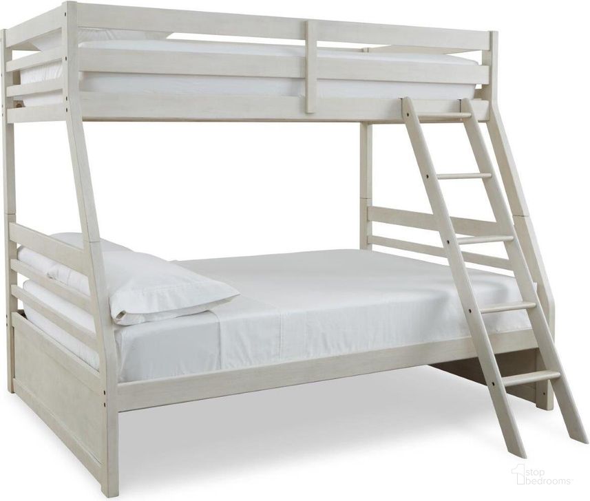 The appearance of Hallersville Antique White Twin Over Full Bunk Bed 0qd24401803 designed by Isaac Tahari in the transitional interior design. This antique white piece of furniture  was selected by 1StopBedrooms from Hallersville Collection to add a touch of cosiness and style into your home. Sku: B742-58P;B742-58R. Bed Type: Bunk Bed. Material: Wood. Product Type: Bunk Bed. Bed Size: Twin Over Full. Image1