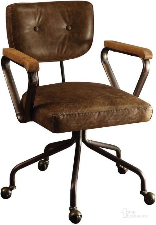 The appearance of Hallie Vintage Whiskey Leather Executive Office Chair designed by ACME in the rustic / southwestern interior design. This brown piece of furniture  was selected by 1StopBedrooms from Hallie Collection to add a touch of cosiness and style into your home. Sku: 92410. Material: Leather. Product Type: Office Chair. Image1
