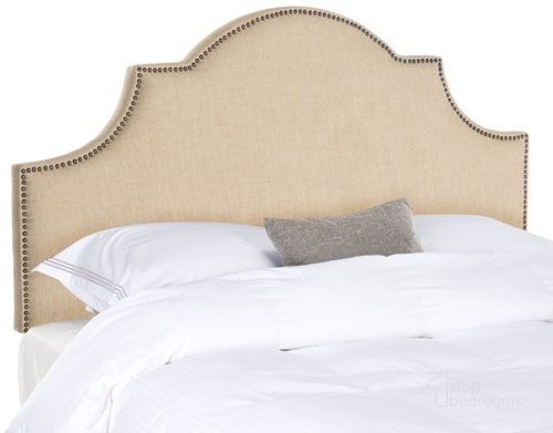 The appearance of Hallmar Queen Arched Headboard with Brass Nail Head Trim designed by Safavieh in the modern / contemporary interior design. This cream piece of furniture  was selected by 1StopBedrooms from Hallmar Collection to add a touch of cosiness and style into your home. Sku: MCR4680B. Product Type: Headboard. Bed Size: Queen. Image1