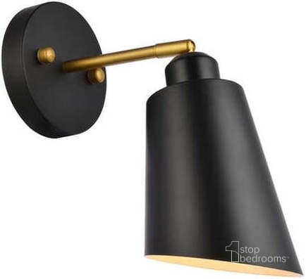 The appearance of Halycon 5 Inch Black And Brass Wall Sconce designed by Elegant Lighting in the transitional interior design. This black piece of furniture  was selected by 1StopBedrooms from Halycon Collection to add a touch of cosiness and style into your home. Sku: LD2354BK. Product Type: Wall Sconce. Material: Iron. Image1
