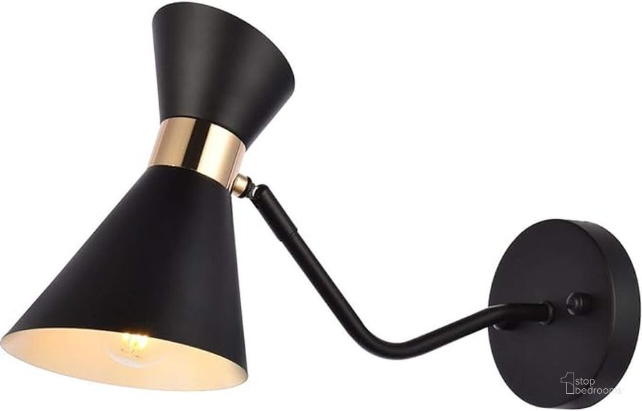 The appearance of Halycon 5 Inch Black Wall Sconce designed by Elegant Lighting in the transitional interior design. This black piece of furniture  was selected by 1StopBedrooms from Halycon Collection to add a touch of cosiness and style into your home. Sku: LD2352BK. Product Type: Wall Sconce. Material: Iron. Image1