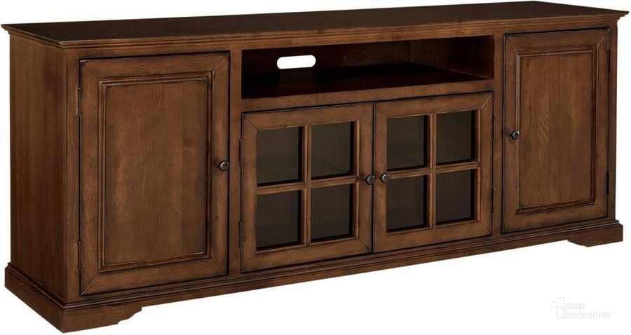 The appearance of Hamilton 82 Inch Console In Auburn Cherry designed by Progressive Furniture in the traditional interior design. This brown piece of furniture  was selected by 1StopBedrooms from Hamilton Collection to add a touch of cosiness and style into your home. Sku: E721-82. Product Type: TV Console. Material: MDF. Image1