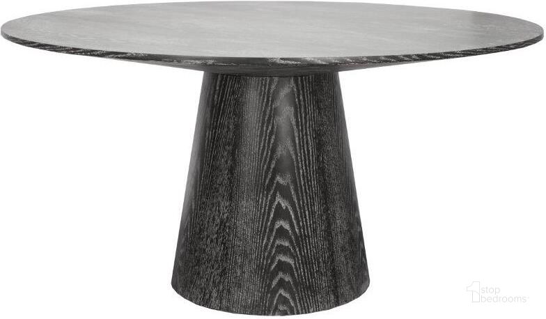 The appearance of Hamilton Black Cerused Oak Round Dining Table designed by Worlds Away in the transitional interior design. This black piece of furniture  was selected by 1StopBedrooms from Hamilton Collection to add a touch of cosiness and style into your home. Sku: HAMILTON BCO. Table Base Style: Pedestal. Table Top Shape: Round. Product Type: Dining Table. Material: MDF. Size: 59.