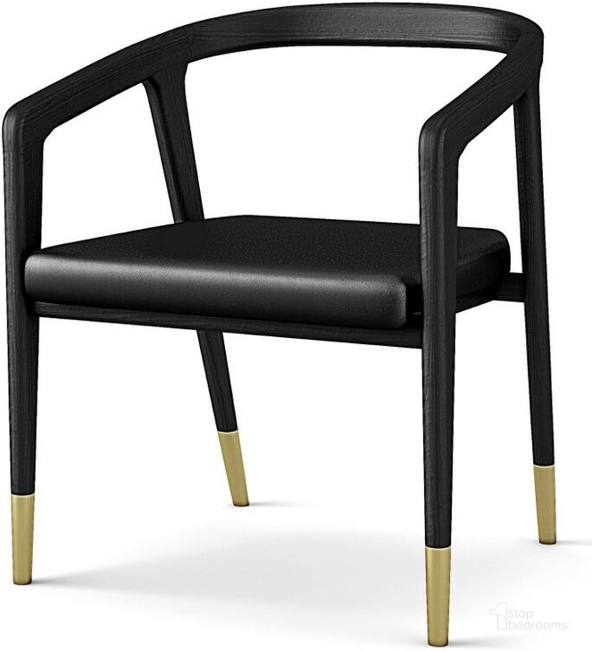 The appearance of Hampstead Dining Chair In Charcoal Oak And Satin Brass designed by Sonder Living in the modern / contemporary interior design. This black piece of furniture  was selected by 1StopBedrooms from Hampstead Collection to add a touch of cosiness and style into your home. Sku: FG1902011. Product Type: Dining Chair. Material: Plywood.