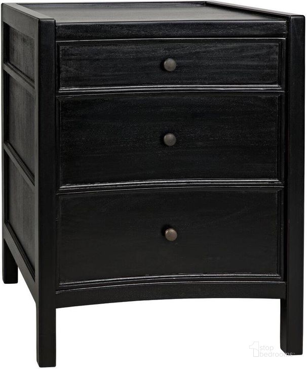 The appearance of Hampton 24 Inch Night Stand In Hand Rubbed Black designed by Noir in the transitional interior design. This black piece of furniture  was selected by 1StopBedrooms from Hampton Collection to add a touch of cosiness and style into your home. Sku: GTAB928HB. Product Type: Nightstand. Material: Wood Veneer. Image1