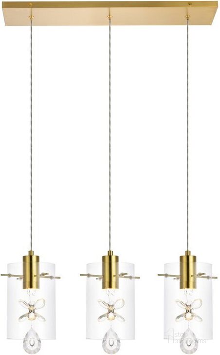 The appearance of Hana 3 Lights Gold Pendant 5202D24G designed by Elegant Lighting in the transitional interior design. This gold piece of furniture  was selected by 1StopBedrooms from Hana Collection to add a touch of cosiness and style into your home. Sku: 5202D24G. Material: Metal. Product Type: Pendant Lighting. Image1