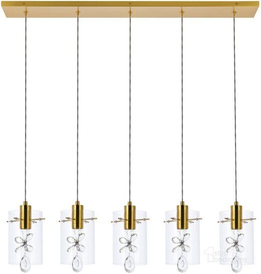 The appearance of Hana 5 Lights Gold Pendant 5202D36G designed by Elegant Lighting in the transitional interior design. This gold piece of furniture  was selected by 1StopBedrooms from Hana Collection to add a touch of cosiness and style into your home. Sku: 5202D36G. Material: Metal. Product Type: Pendant Lighting. Image1