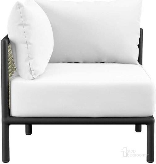 The appearance of Hanalei Ivory White Outdoor Patio Corner Chair designed by Modway in the modern / contemporary interior design. This ivory white piece of furniture  was selected by 1StopBedrooms from Hanalei Collection to add a touch of cosiness and style into your home. Sku: EEI-5019-IVO-WHI. Material: Aluminium. Product Type: Outdoor Dining Chair. Image1