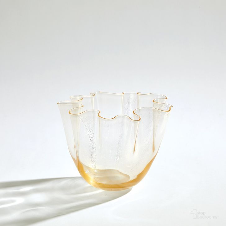 The appearance of Handkerchief Small Vase In Gold designed by Global Views in the modern / contemporary interior design. This clear piece of furniture  was selected by 1StopBedrooms from Handkerchief Collection to add a touch of cosiness and style into your home. Sku: 3.31769. Material: Glass. Product Type: Vase. Image1