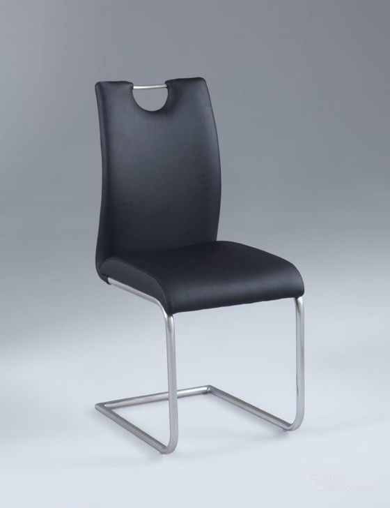The appearance of Handle Back Cantilever Side Chair CARINA-SC-BLK Set of 4 designed by Chintaly Imports in the modern / contemporary interior design. This brushed nickel piece of furniture  was selected by 1StopBedrooms from Carina Collection to add a touch of cosiness and style into your home. Sku: CARINA-SC-BLK. Product Type: Side Chair. Image1