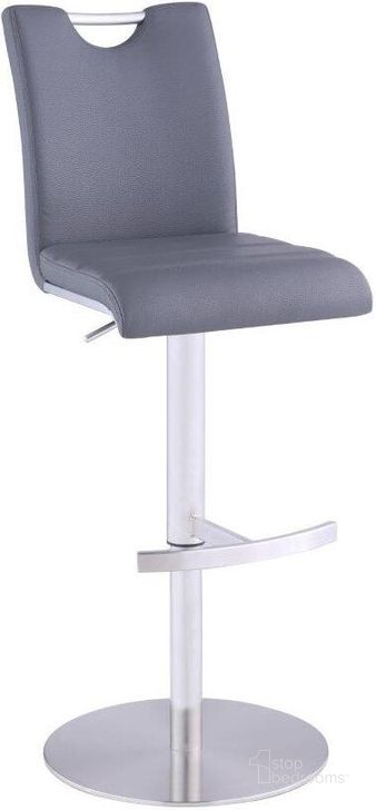The appearance of Handle Back Pneumatic-Adjustable Stool designed by Chintaly Imports in the modern / contemporary interior design. This brushed steel piece of furniture  was selected by 1StopBedrooms from  to add a touch of cosiness and style into your home. Sku: 1715-AS-GRY. Product Type: Barstool. Image1