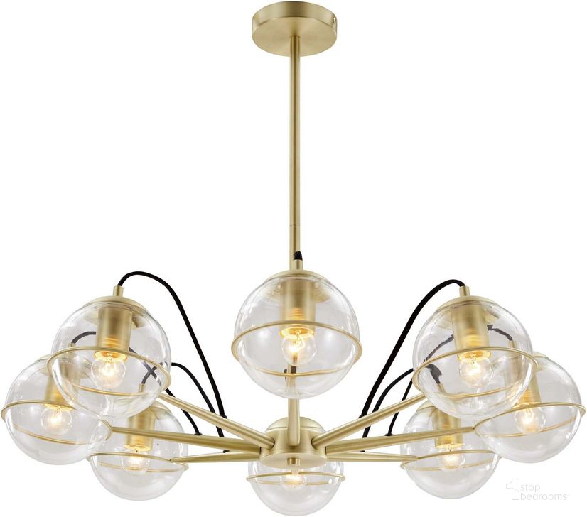 The appearance of Hanna 8-Light Chandelier EEI-5307-CLR-GLD designed by Modway in the modern / contemporary interior design. This clear gold piece of furniture  was selected by 1StopBedrooms from Hanna Collection to add a touch of cosiness and style into your home. Sku: EEI-5307-CLR-GLD. Material: Metal. Product Type: Chandelier. Image1