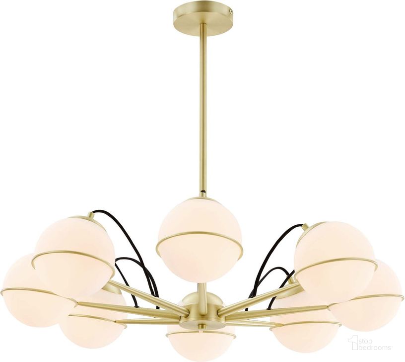 The appearance of Hanna 8-Light Chandelier EEI-5307-OPA-GLD designed by Modway in the modern / contemporary interior design. This opal gold piece of furniture  was selected by 1StopBedrooms from Hanna Collection to add a touch of cosiness and style into your home. Sku: EEI-5307-OPA-GLD. Material: Metal. Product Type: Chandelier. Image1