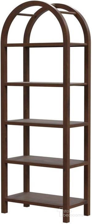 The appearance of Hanover Arched 5 Tier Etagere Bookcase In Medium Brown designed by Butler Specialty Company in the transitional interior design. This medium brown piece of furniture  was selected by 1StopBedrooms from Hanover Collection to add a touch of cosiness and style into your home. Sku: 5545188. Product Type: Bookcase. Material: MDF. Image1