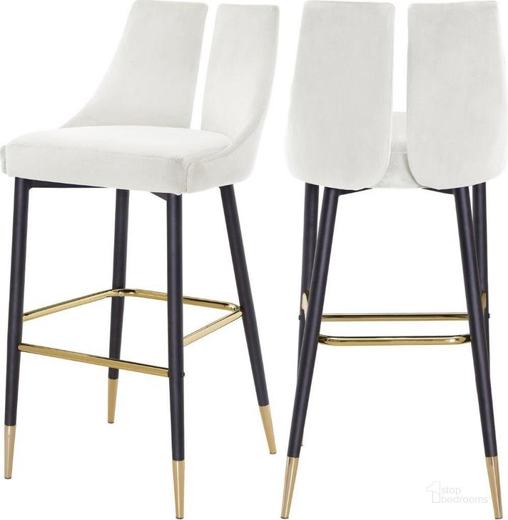 The appearance of Hansford Cream Velvet Counter Height Chair Dining Chair Set of 2 designed by Furnique in the modern / contemporary interior design. This cream velvet piece of furniture  was selected by 1StopBedrooms from Hansford Collection to add a touch of cosiness and style into your home. Sku: 960Cream-C. Product Type: Barstool. Material: Velvet. Image1
